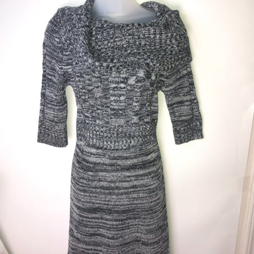 Rock Gal Sweater‎ Dress Black/White Cowl Neck Small